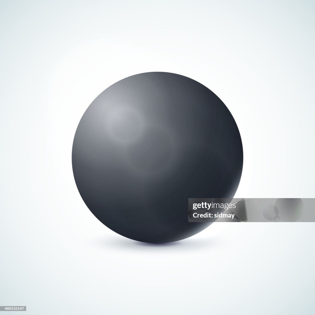 Black glossy sphere isolated on white