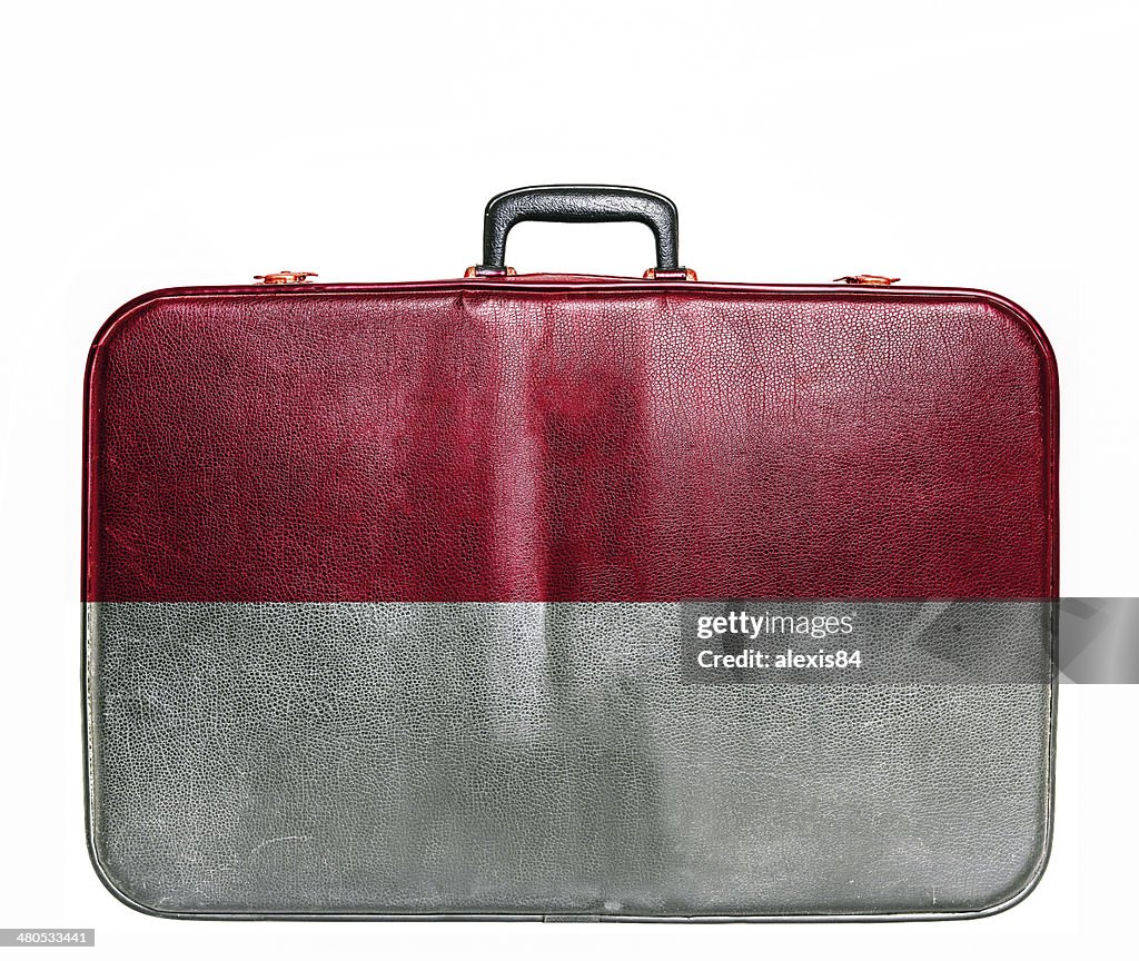 Vintage travel bag with flag of Monaco