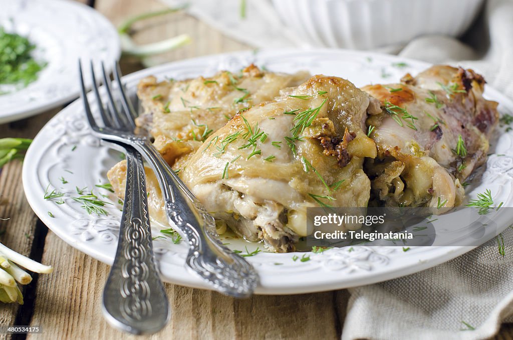 Baked chicken in a dish