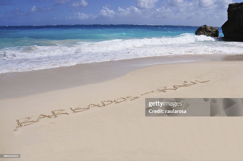 Barbados-Raul scritto in sabbia