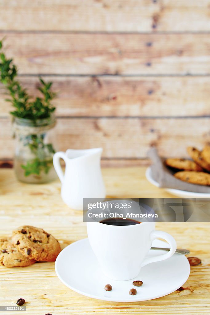 Morning coffee with cookies