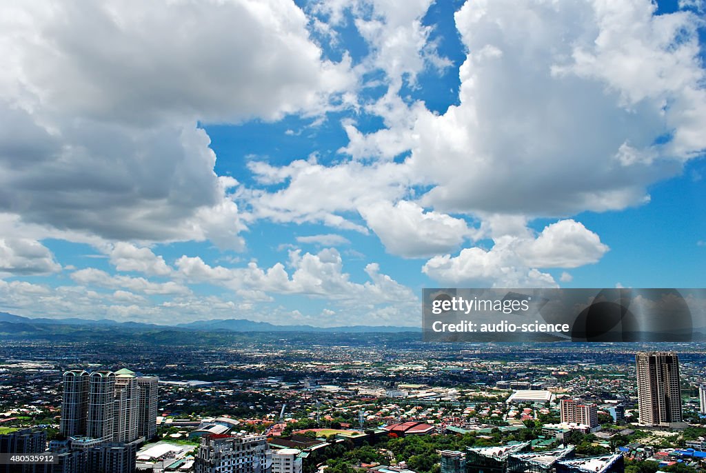 Sunny Aerial City View Panorama