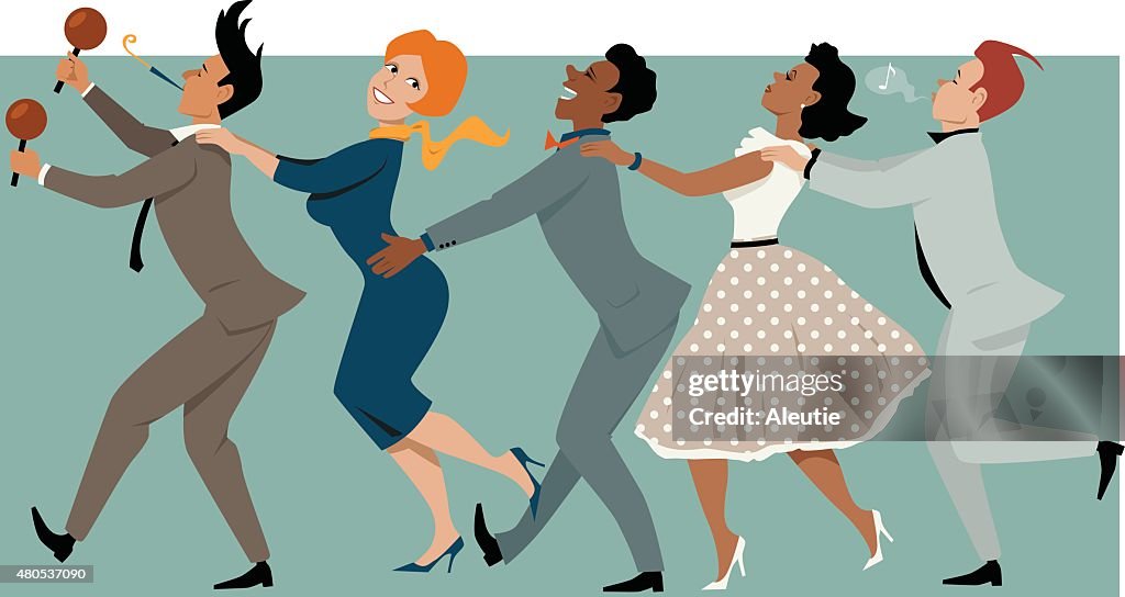 Conga Line Graphics Conga Line In 1960s High-Res Vector Graphic - Getty Images