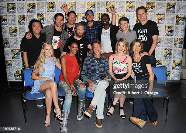 Actor Zachary Levi and cast and crew attend the "Heroes Reborn" exclusive extended trailer and panel during Comic-Con International 2015 at the San...