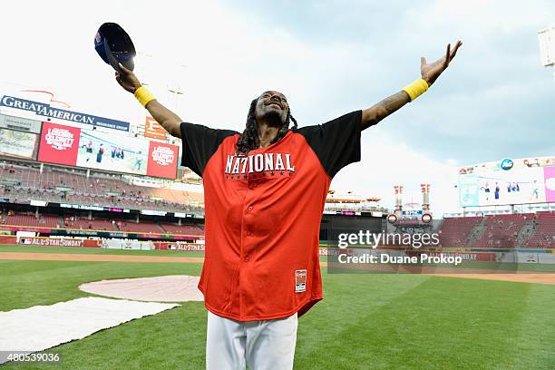 Snoop Dogg during the 2015 MLB All-Star Legends and Celebrity Softball Game at Great American Ball Park on July 12, 2015 in Cincinnati, Ohio.