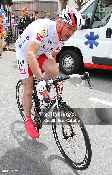 Bernard Thevenet participates at a charity event benefitting 'Mecenat Chirurgie Cardiaque', riding the same stage as the professionals, an hour...