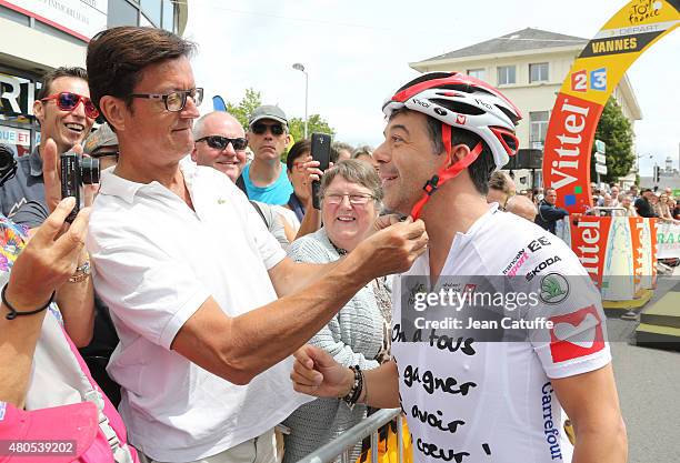 Stephane Plaza participates at a charity event benefitting 'Mecenat Chirurgie Cardiaque', riding the same stage as the professionals, an hour before...