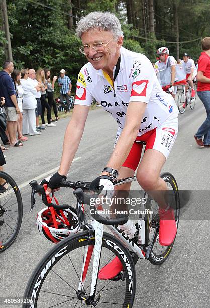 Nelson Montfort participates at a charity event benefitting 'Mecenat Chirurgie Cardiaque', riding the same stage as the professionals, an hour before...