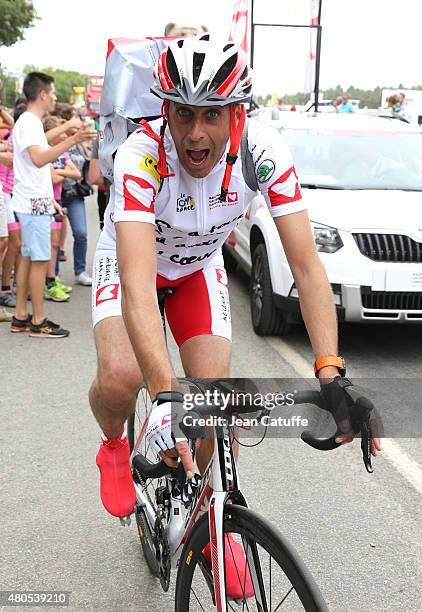 Guillaume di Grazia of Eurosport participates at a charity event benefitting 'Mecenat Chirurgie Cardiaque', riding the same stage as the...