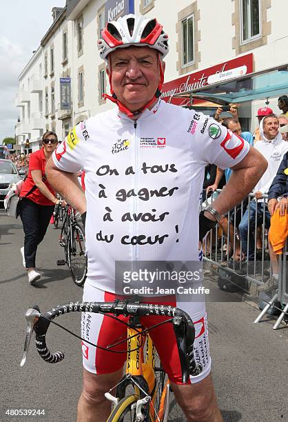 Jean-Francois Pescheux participates at a charity event benefitting 'Mecenat Chirurgie Cardiaque', riding the same stage as the professionals, an hour...