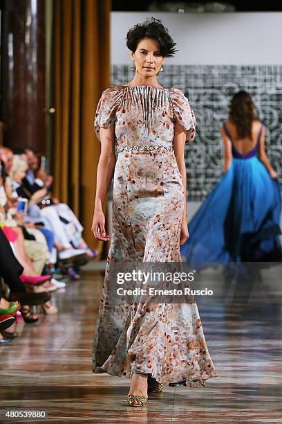 Model walks during the Hendrik Vermeulen fashion show, as a part of AltaRoma AltaModa Fashion Week Fall/Winter 2015/16 at ST Regis Hotel on July 12,...