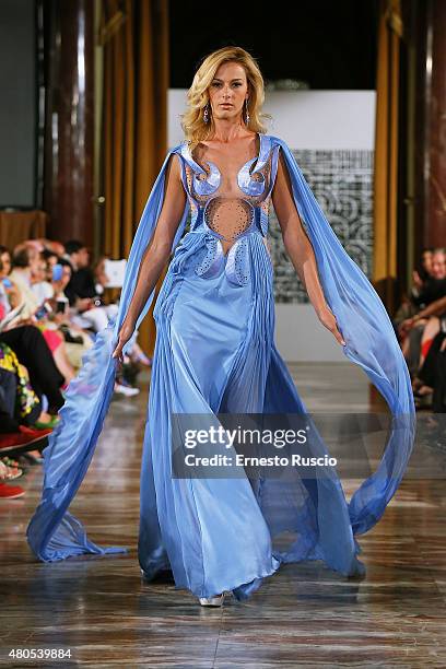 Model walks during the Hendrik Vermeulen fashion show, as a part of AltaRoma AltaModa Fashion Week Fall/Winter 2015/16 at ST Regis Hotel on July 12,...