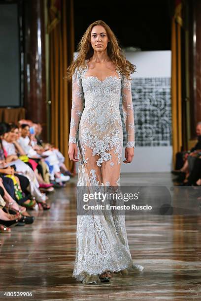 Model walks during the Toufic Hatab fashion show, as a part of AltaRoma AltaModa Fashion Week Fall/Winter 2015/16 at ST Regis Hotel on July 12, 2015...