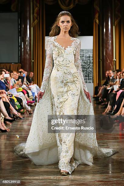 Model walks during the Toufic Hatab fashion show, as a part of AltaRoma AltaModa Fashion Week Fall/Winter 2015/16 at ST Regis Hotel on July 12, 2015...