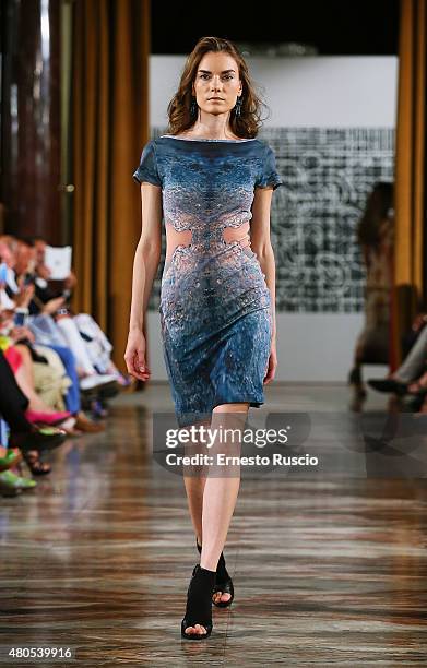 Model walks during the Hendrik Vermeulen fashion show, as a part of AltaRoma AltaModa Fashion Week Fall/Winter 2015/16 at ST Regis Hotel on July 12,...