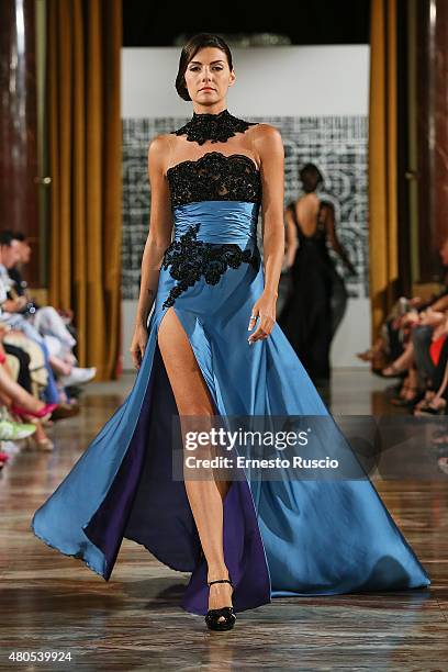 Model walks during the Lisbeth Camargo fashion show, as a part of AltaRoma AltaModa Fashion Week Fall/Winter 2015/16 at ST Regis Hotel on July 12,...