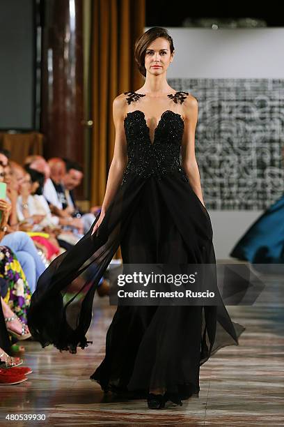 Model walks during the Lisbeth Camargo fashion show, as a part of AltaRoma AltaModa Fashion Week Fall/Winter 2015/16 at ST Regis Hotel on July 12,...