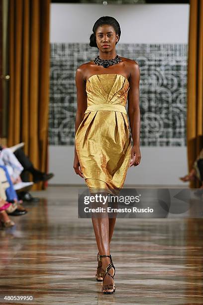 Model walks during the Lisbeth Camargo fashion show, as a part of AltaRoma AltaModa Fashion Week Fall/Winter 2015/16 at ST Regis Hotel on July 12,...