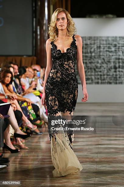 Model walks during the Toufic Hatab fashion show, as a part of AltaRoma AltaModa Fashion Week Fall/Winter 2015/16 at ST Regis Hotel on July 12, 2015...