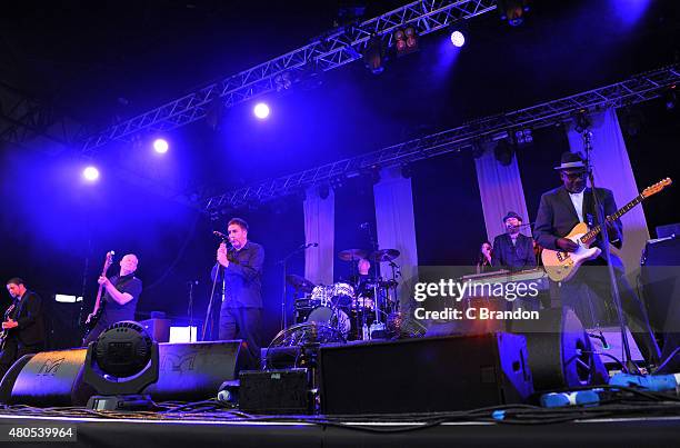 Horace Panter, Terry Hall, John Bradbury and Lynval Golding of The Specials perform on stage during Kew The Music at Kew Gardens on July 12, 2015 in...