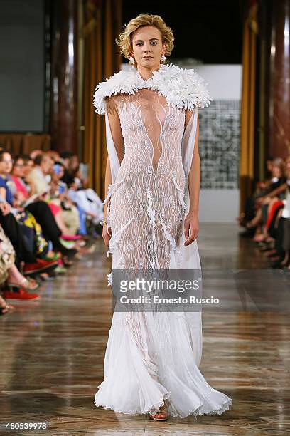 Model walks during the Hendrik Vermeulen fashion show, as a part of AltaRoma AltaModa Fashion Week Fall/Winter 2015/16 at ST Regis Hotel on July 12,...