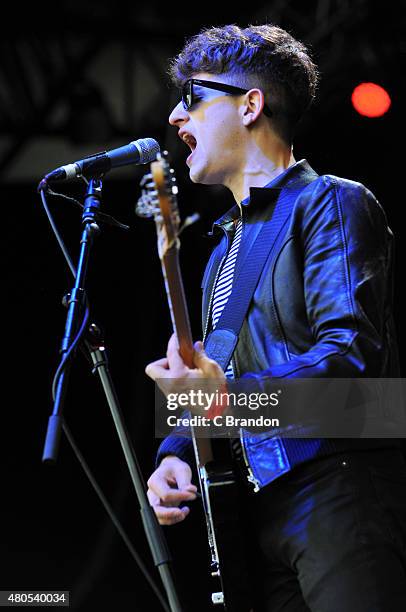 Luke Fenlon of Sugarmen perform on stage during Kew The Music at Kew Gardens on July 12, 2015 in London, England.