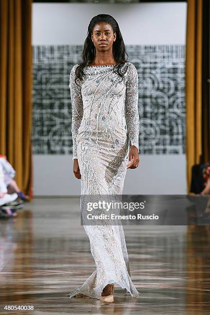 Model walks during the Toufic Hatab fashion show, as a part of AltaRoma AltaModa Fashion Week Fall/Winter 2015/16 at ST Regis Hotel on July 12, 2015...