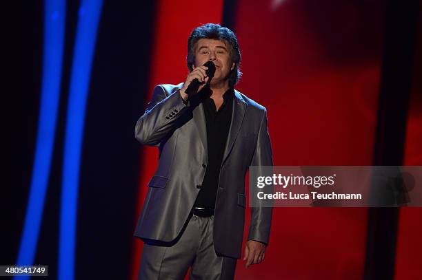 Andy Borg performs during the 'Stefanie Hertel - Die grosse Show der Stars' Show at Jahrhunderthalle on March 25, 2014 in Leuna, Germany.