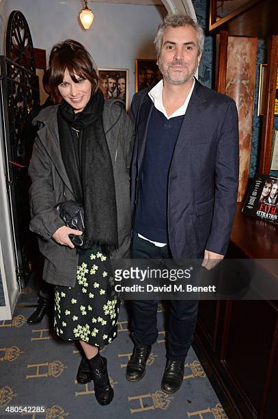 Sheherazade Goldsmith and Alfonso Cuaron attend an after party celebrating the press night performance of "Fatal Attraction" at Mint Leaf Restaurant...