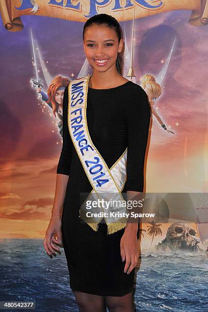 Miss France 2014 Flora Coquerel attends the 'Clochette et la Fee Pirate' Premiere at Gaumont Champs Elysees on March 25, 2014 in Paris, France.