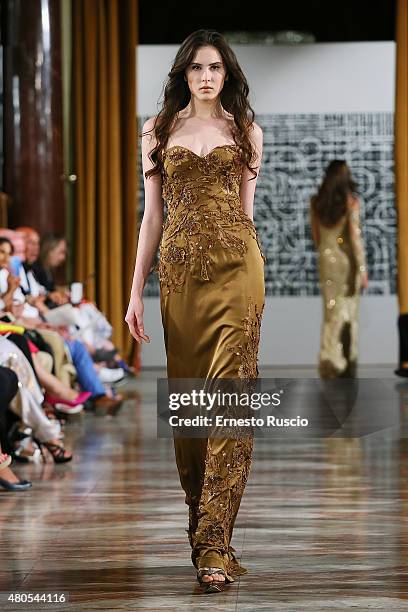 Model walks during the Toufic Hatab fashion show, as a part of AltaRoma AltaModa Fashion Week Fall/Winter 2015/16 at ST Regis Hotel on July 12, 2015...