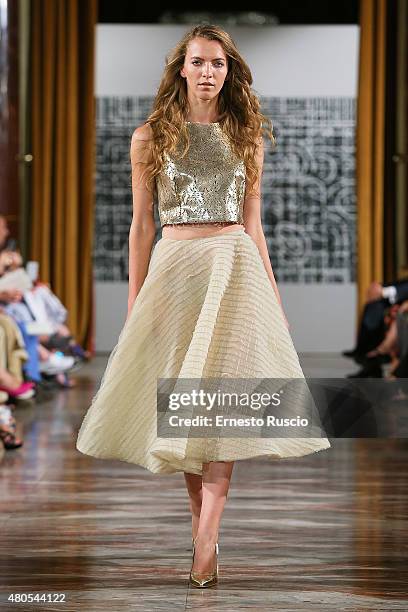 Model walks during the Toufic Hatab fashion show, as a part of AltaRoma AltaModa Fashion Week Fall/Winter 2015/16 at ST Regis Hotel on July 12, 2015...