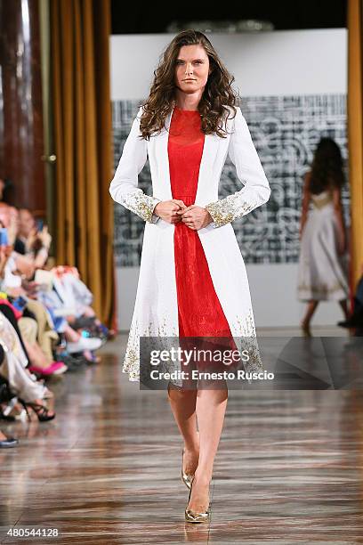 Model walks during the Toufic Hatab fashion show, as a part of AltaRoma AltaModa Fashion Week Fall/Winter 2015/16 at ST Regis Hotel on July 12, 2015...