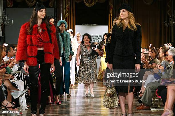 Designer Nathalie Altomonte attends her fashion show, as a part of AltaRoma AltaModa Fashion Week Fall/Winter 2015/16 at ST Regis Hotel on July 12,...