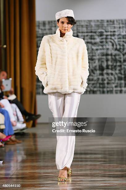 Model walks during the Tahm Couture fashion show, as a part of AltaRoma AltaModa Fashion Week Fall/Winter 2015/16 at ST Regis Hotel on July 12, 2015...