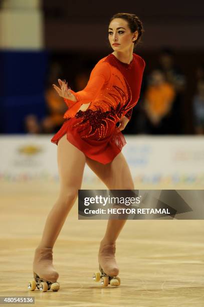 Canadian competitor Kailah Macri participates in the Roller Sport-Figure Skating Final competition at the 2015 Pan American Games in Toronto, Canada,...
