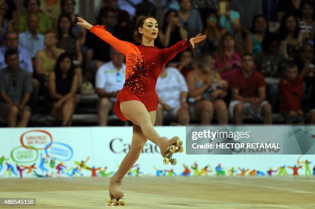Canadian competitor Kailah Macri participates in the Roller Sport-Figure Skating Final competition at the 2015 Pan American Games in Toronto, Canada,...