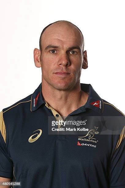 Wallabies assistant coach Nathan Grey poses during an Australian Wallabies headshots session on July 8, 2015 in Sunshine Coast, Australia.