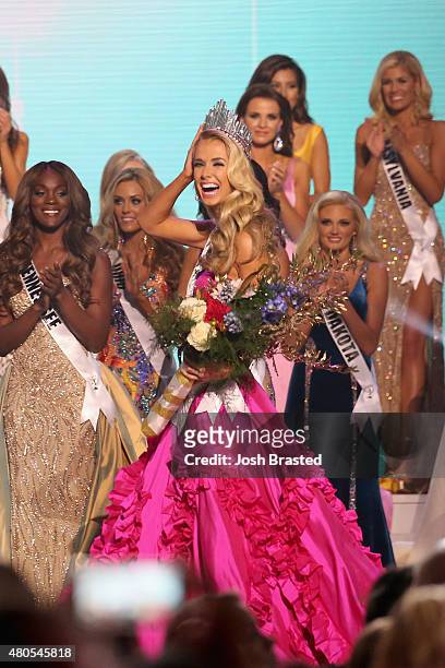 Miss USA 2015 Olivia Jordan of Oklahoma is crowned at 2015 Miss USA Pageant Only On ReelzChannel at The Baton Rouge River Center on July 12, 2015 in...