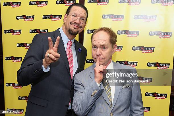 Penn Jillette & Teller attend the "Penn & Teller On Broadway" after party at Sardi's on July 12, 2015 in New York City.