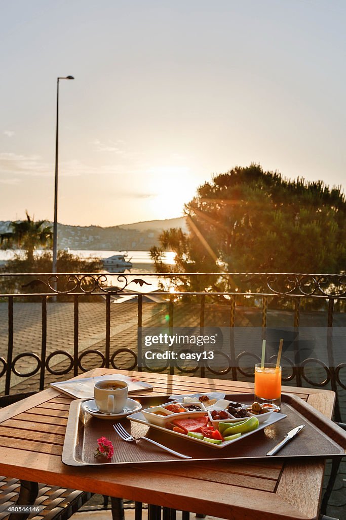 Breakfast on the balcony with sunshine