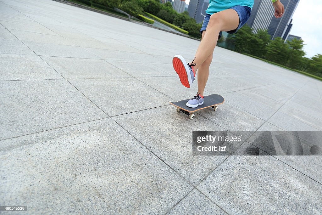 Skateboarder skateboarding at  city