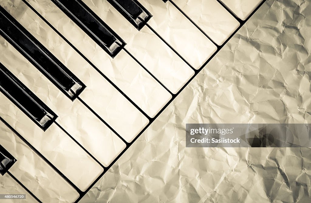 Top view of black and white piano keys