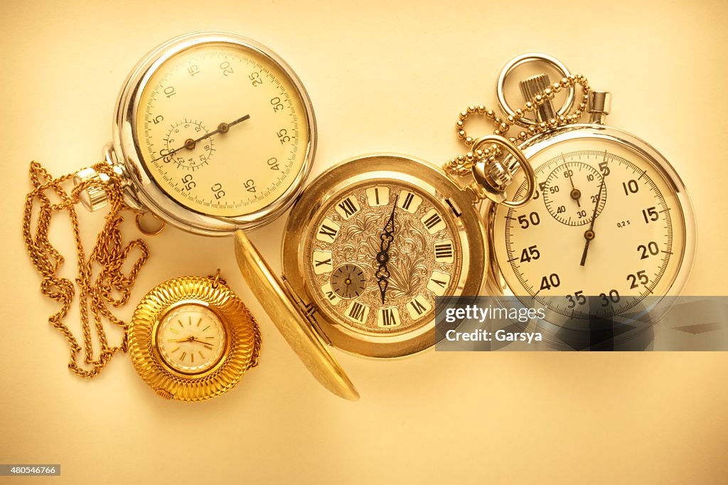 Pocket vintage watch and stopwatch