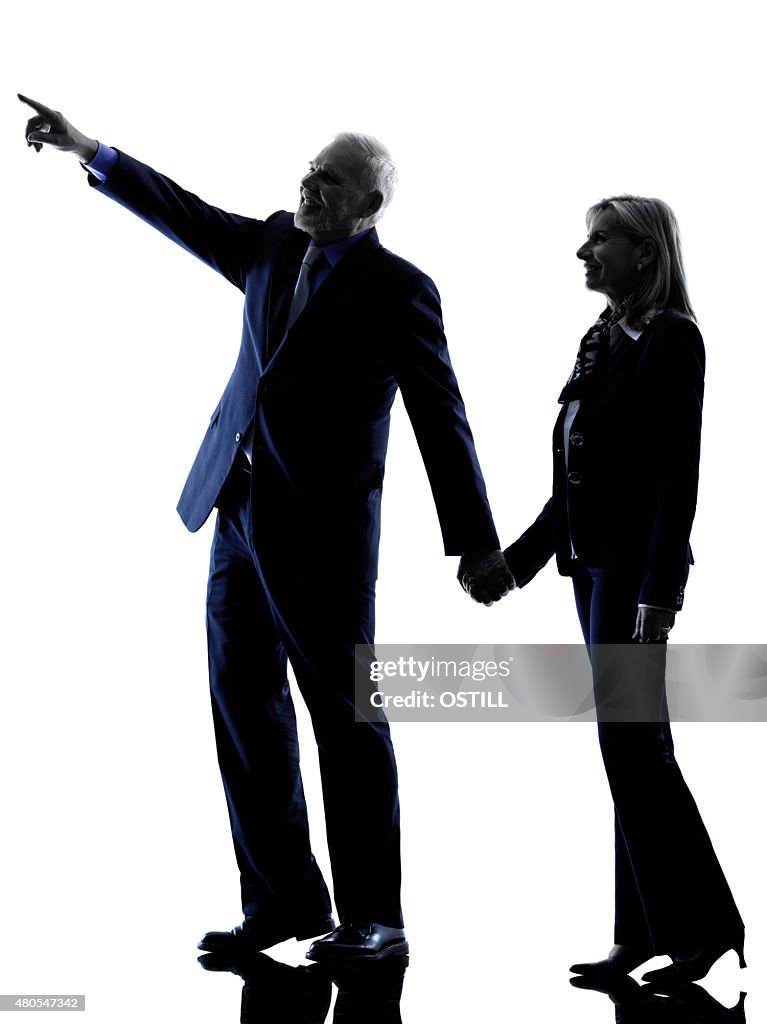 Paar Senioren zeigt silhouette