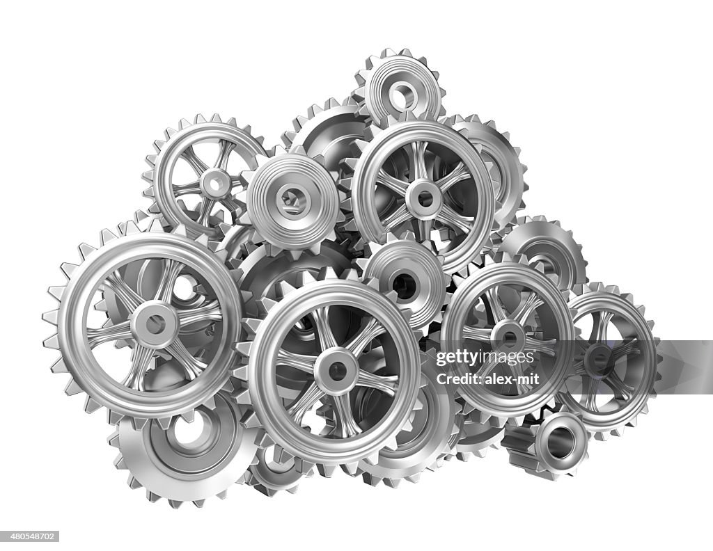 Gear cloud on white isolated background