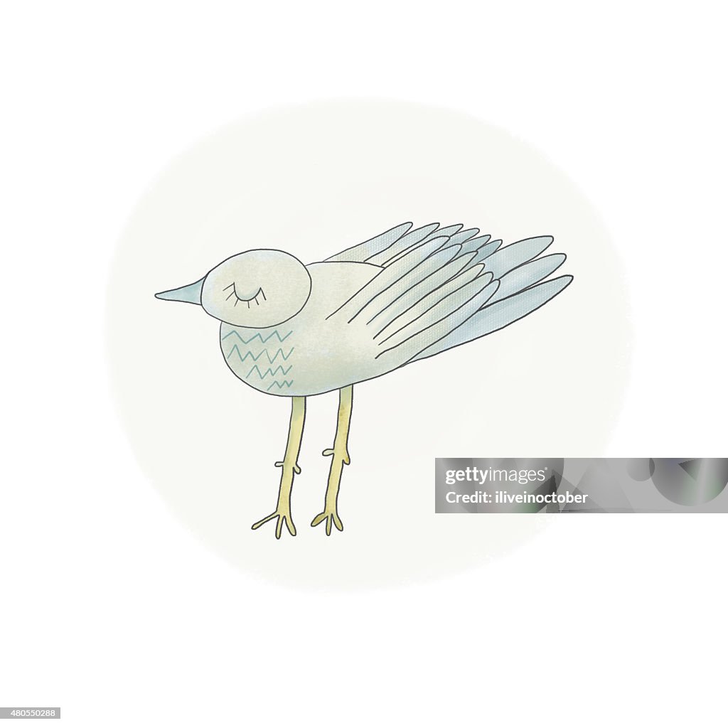 Cute seagull illustration in pastel colors