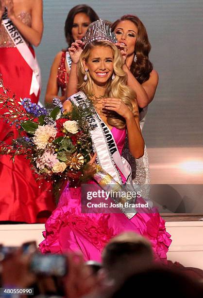 Miss USA 2014 Nia Sanchez crowns Miss USA 2015 Olivia Jordan of Oklahoma at the 2015 Miss USA Pageant Only On ReelzChannel at The Baton Rouge River...