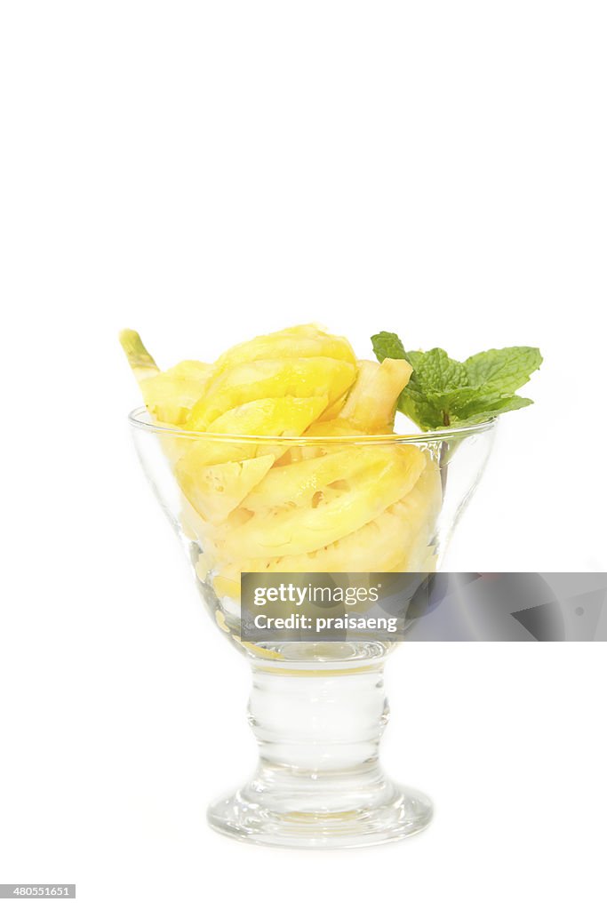 Pineapple slice in the glass