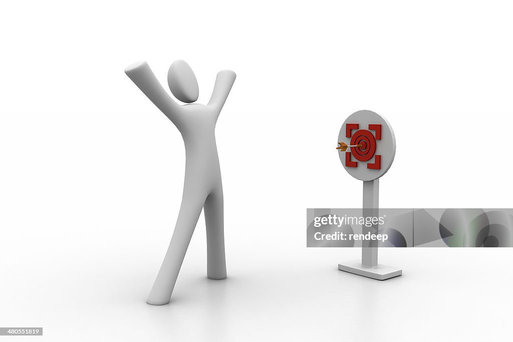 Man presenting centre of the red target